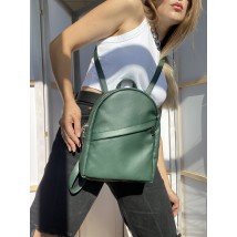Рюкзак-сумка зеленый  женский маленький городской из экокожи