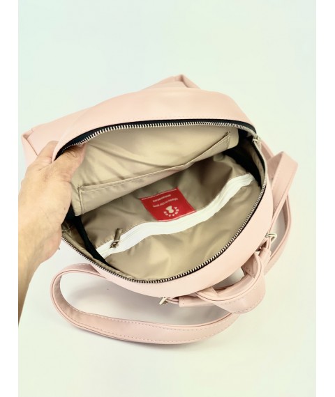 Сумка-рюкзак женская из экокожи глянцевый пудровый RM1x3