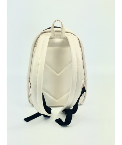 Women's city backpack A4 milky in eco-leather M2x27