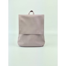 Women's backpack with a valve urban medium waterproof eco-leather beige