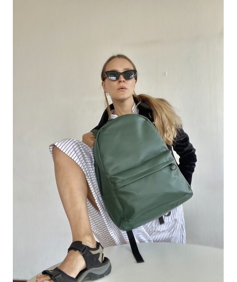 Рюкзак женский большой зеленый экокожа