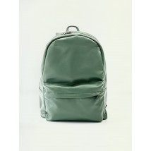 Women's backpack large green eco-leather