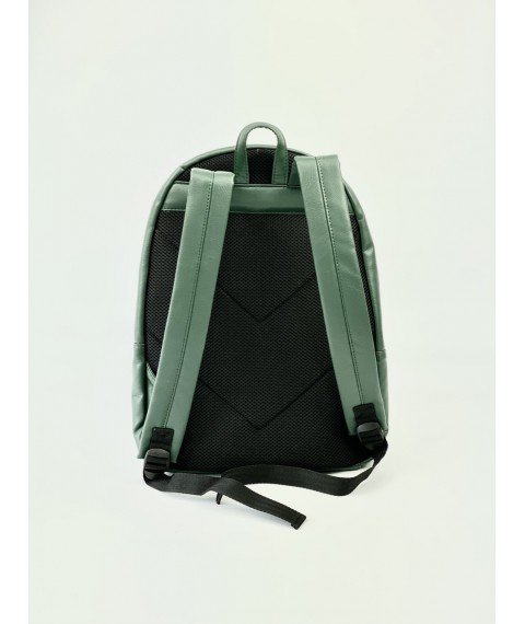 Women's backpack large green eco-leather