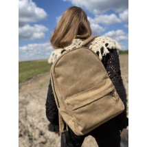 Backpack khaki large urban women's with a reinforced back made of waterproof fabric