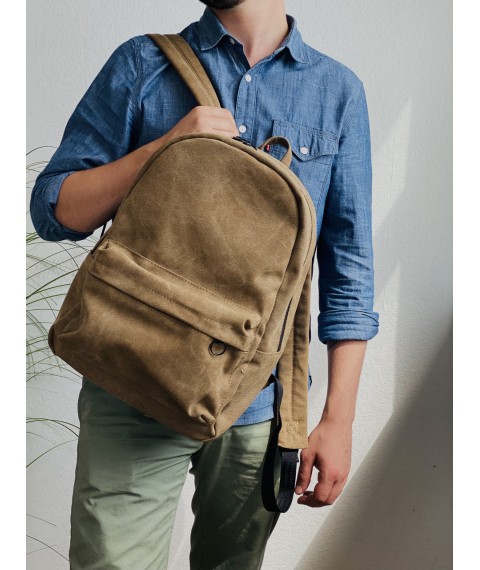 Briefcase for men with a dense back orthofabric waterproof khaki