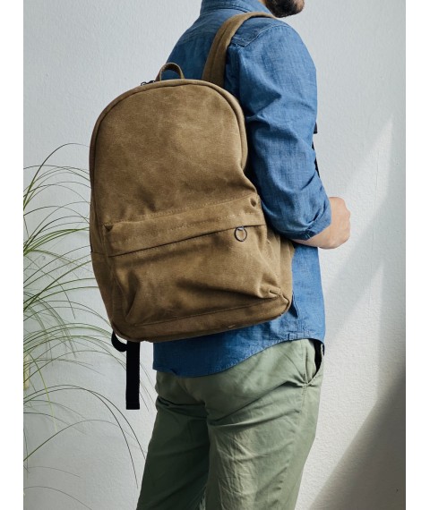 Briefcase for men with a dense back orthofabric waterproof khaki