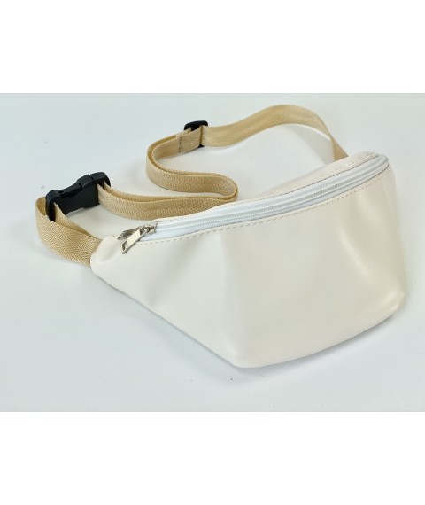 City women's belt bag made of eco-leather beige-milky