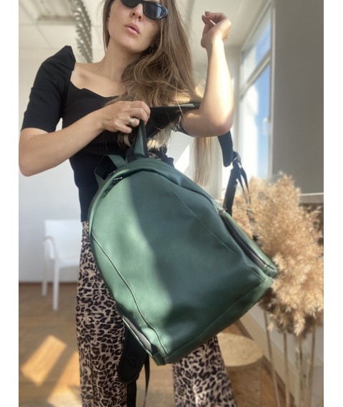 Women's emerald backpack with an orthopedic back made of eco-leather "Pegasus M9"
