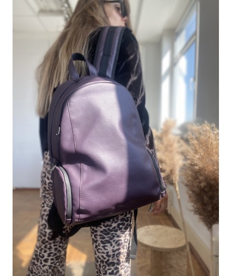 Women's purple backpack with an orthopedic back made of eco-leather "Pegasus M9"
