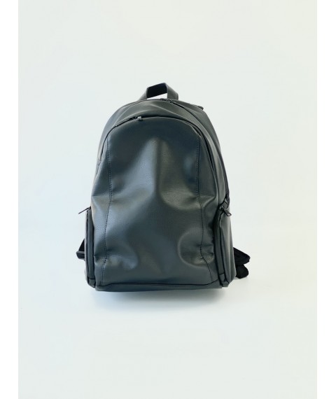 Большой черный мужской рюкзак с ортопедической спинкой из экокожи  "Пегас M9"