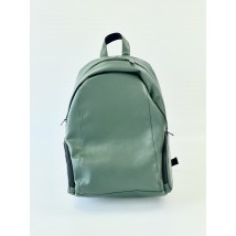Зеленый мужской рюкзак городской с ортопедической спинкой из экокожи  "Пегас M9"