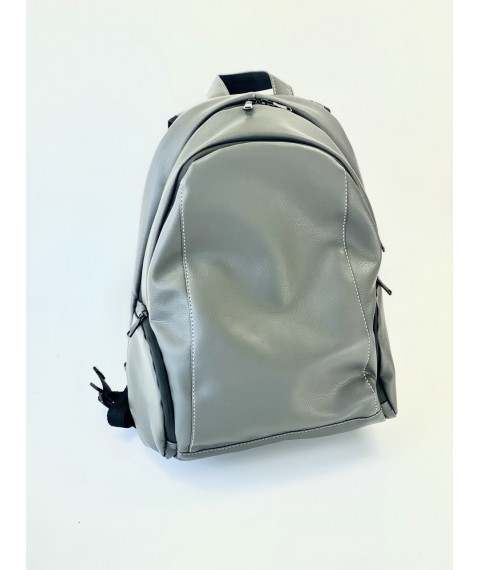 Графитовый серый мужской рюкзак городской с ортопедической спинкой из экокожи  "Пегас M9"