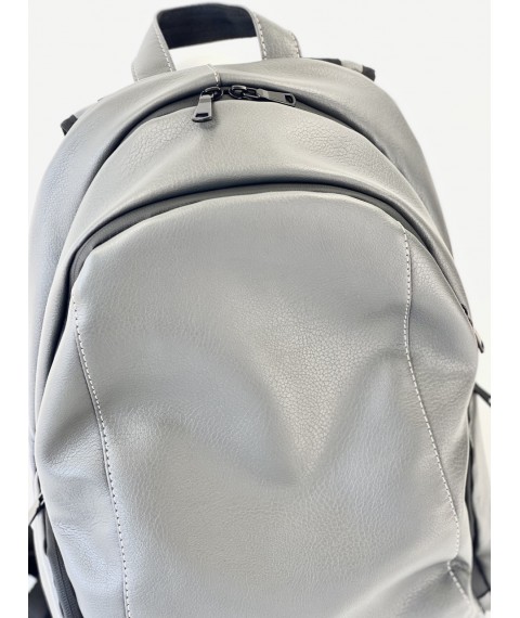 Графитовый серый мужской рюкзак городской с ортопедической спинкой из экокожи  "Пегас M9"