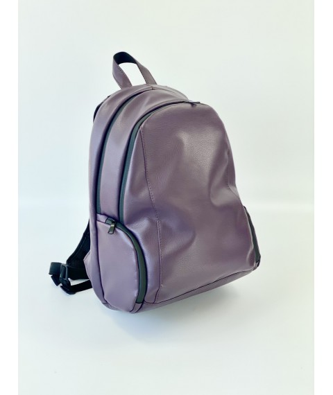 Purple men's urban backpack with an orthopedic back made of eco-leather "Pegasus M9"