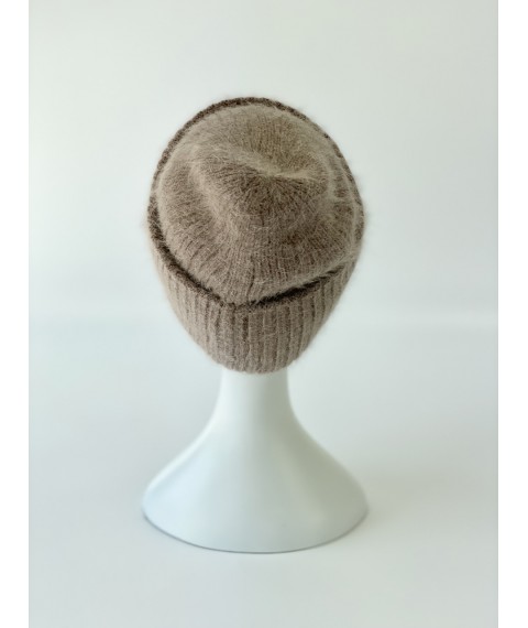 Women's beige angora hat with fleece lining "Veritate ND"