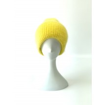 Women's yellow angora winter hat with fleece lining "Veritate ND"
