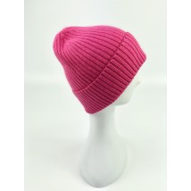 Women's angora soft hat with a turn-up stylish rounded red