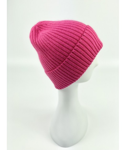 Women's angora soft hat with a turn-up stylish rounded red