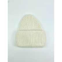 Hat for women knitted from merino angora wool soft with collar milky