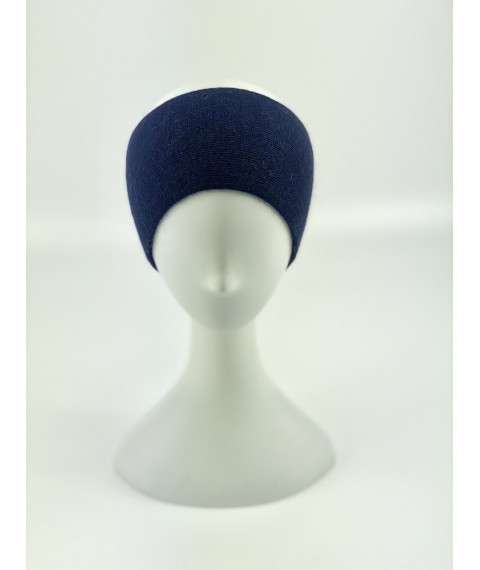 Синяя ангоровая повязка на голову женская