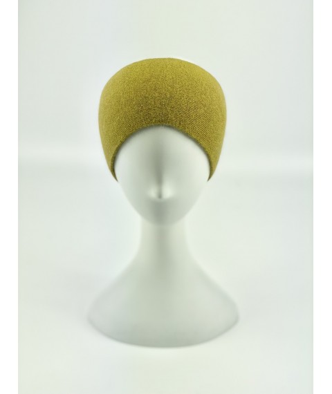 Оливковая ангоровая повязка на голову женская