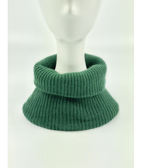 Теплый шарф-баф женский зеленый из ангоры