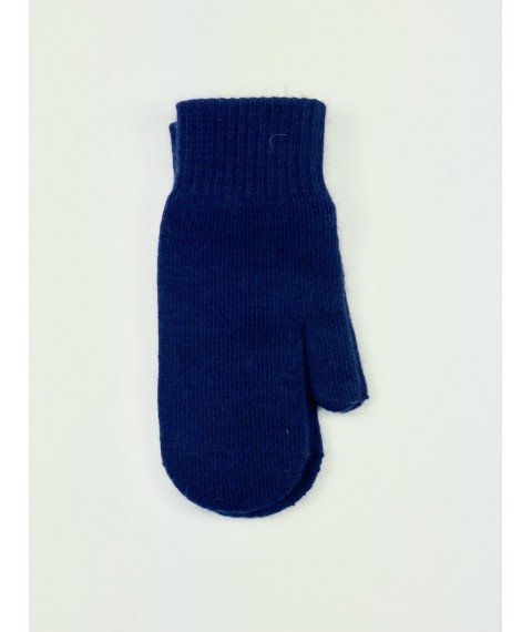 Women's angora mittens knitted blue single layer