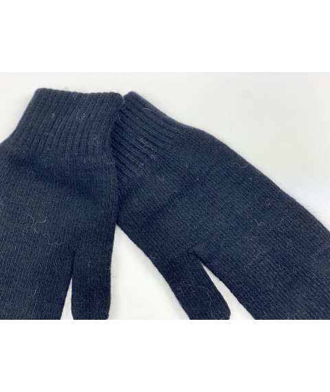 Women's angora mittens knitted black single layer