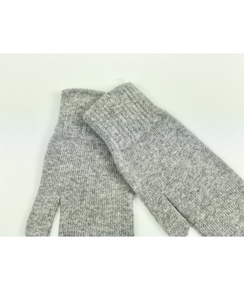 Women's angora mittens knitted gray single layer