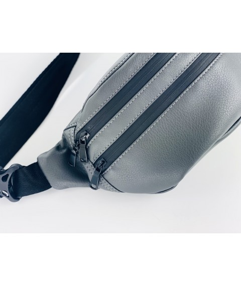 Large women's graphite eco-leather belt bag
