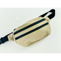 Large women's beige matte eco-leather belt bag