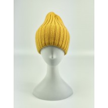 Mustard winter hat for women angora with tapered top