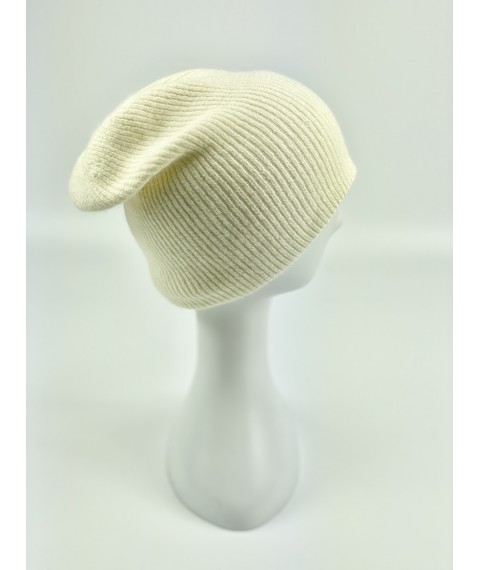 Men's soft angora hat without collar stylish white