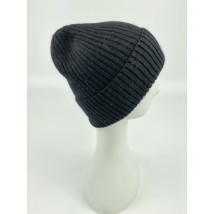 Черная мужская шапка с подворотом из ангоры зимняя