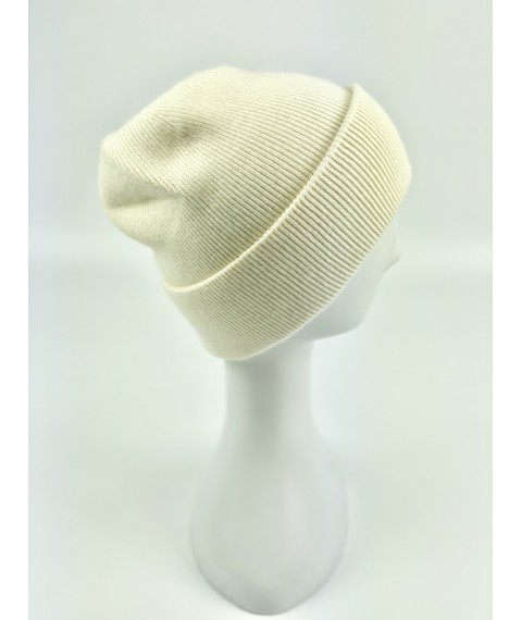 White men's sports hat with double collar made of angora winter