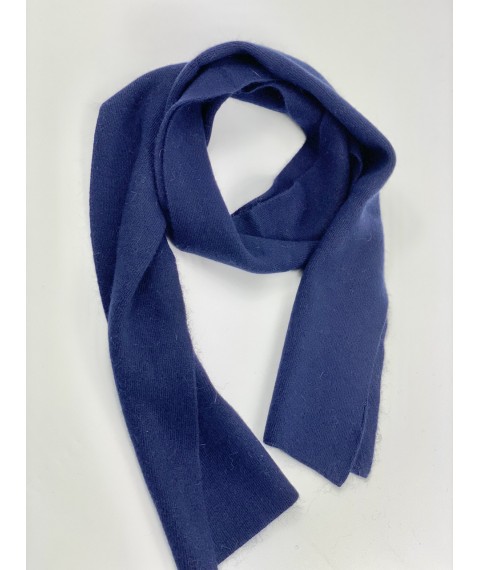 Ангоровый классический мужской синий шарф