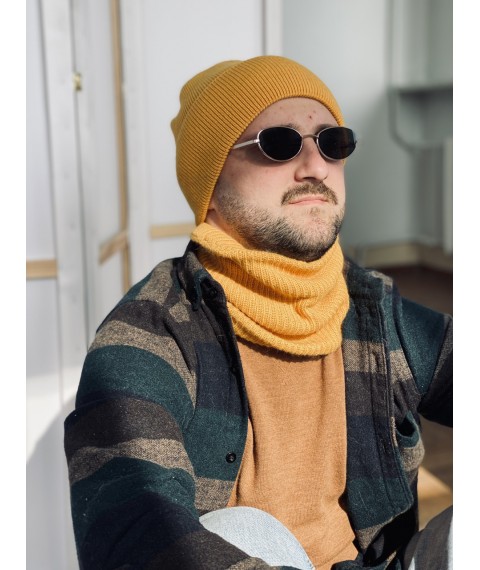 Winter scarf-tube from angora yellow for men