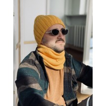 Winter scarf-tube from angora yellow for men