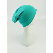 Hat women's demi-season cotton turquoise