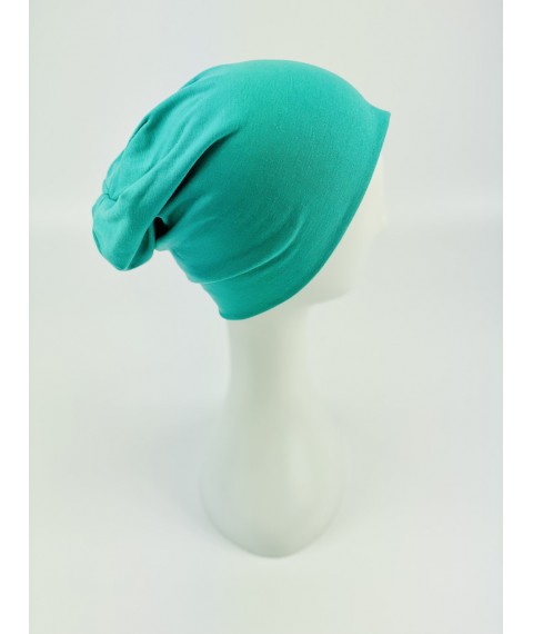 Hat women's demi-season cotton turquoise