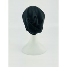 Knitted black women's cotton beanie hat