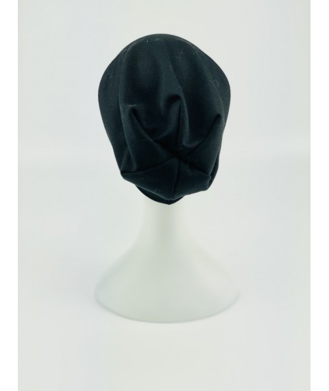 Трикотажная черная женская шапка-бини из хлопка