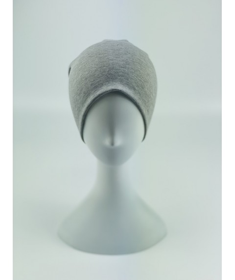 Gray women's demi-season hat made of cotton