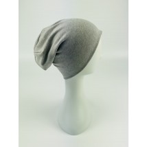 Gray women's demi-season hat made of cotton