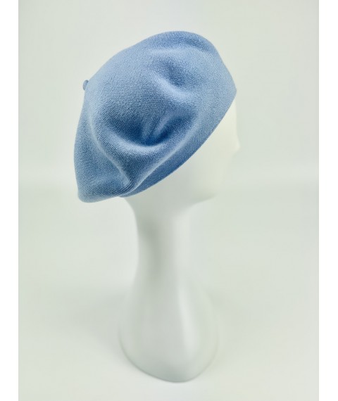 Beret women's knitted stylish blue