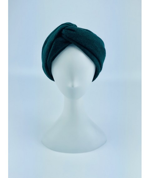 Зеленая повязка на голову полушерсть женская