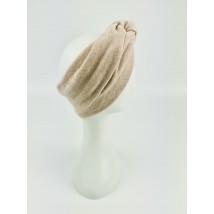 Кремовая зимняя повязка-чалма на голову женская полушерсть CHS2x