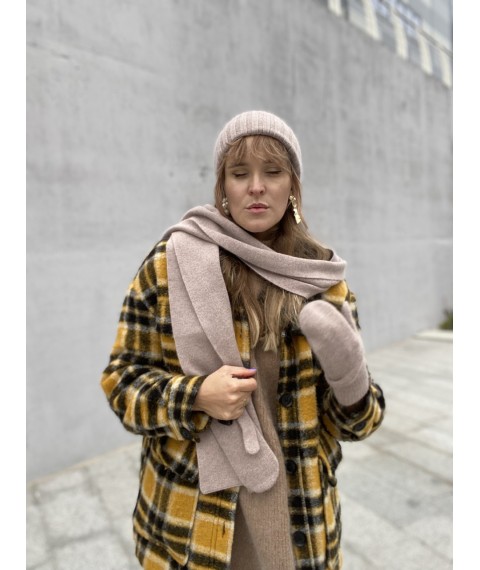 Ангоровый классический женский бежевый шарф