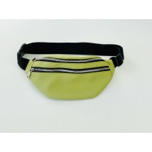 Women's belt bag banana with three compartments urban medium eco-leather green light green 12PSx12