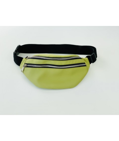 Women's belt bag banana with three compartments urban medium eco-leather green light green 12PSx12